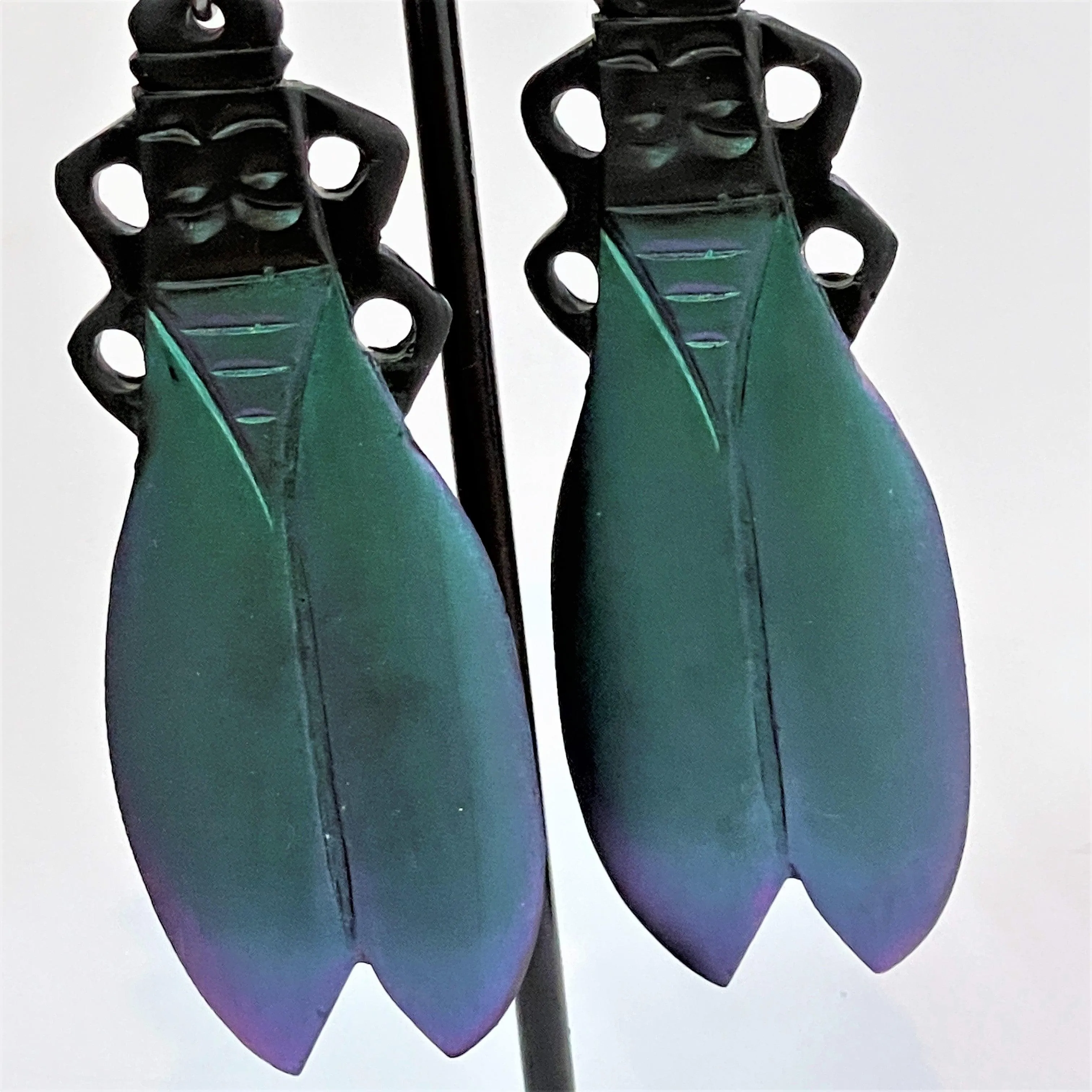 Cicada Designer Fluorescent Long Drop Earrings