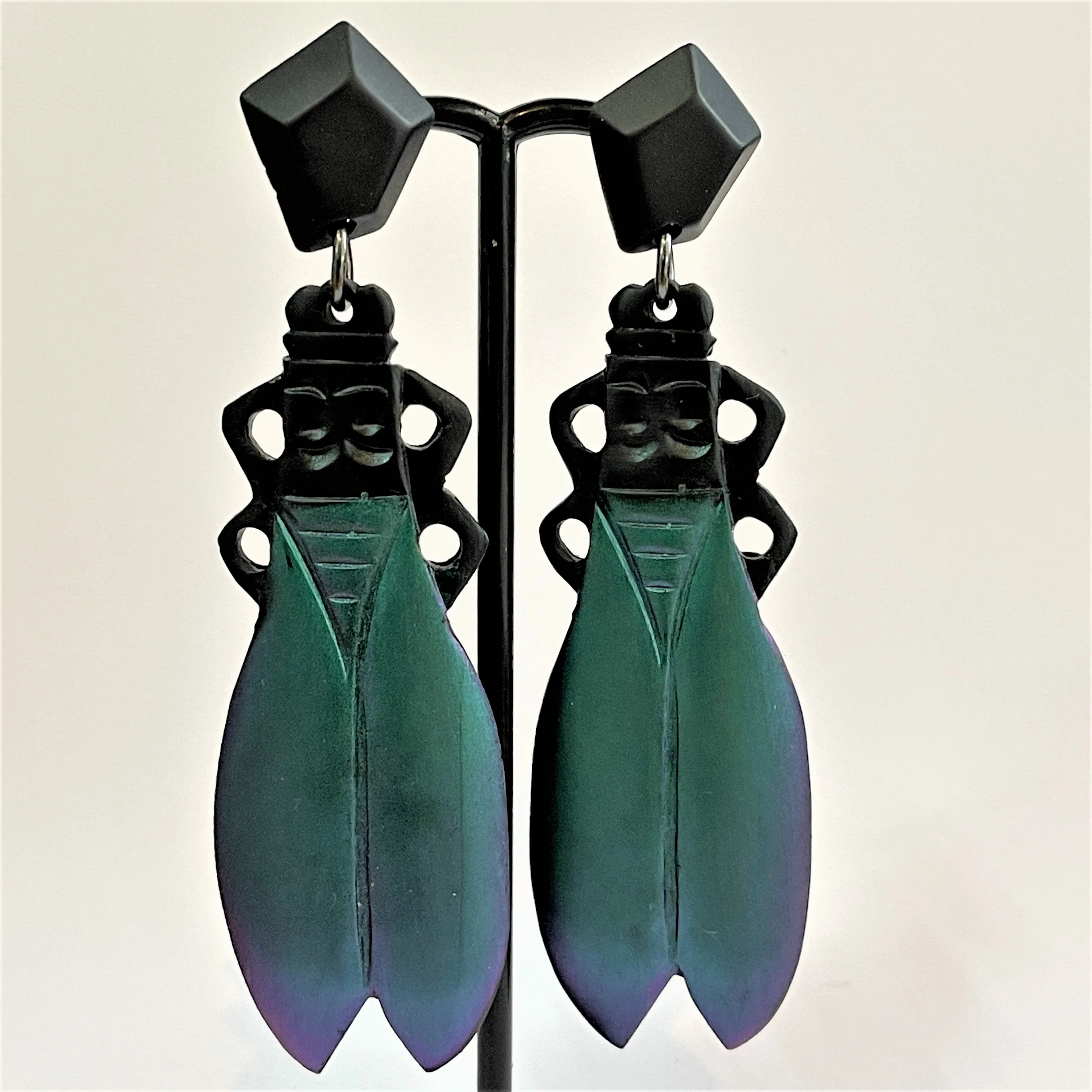 Cicada Designer Fluorescent Long Drop Earrings