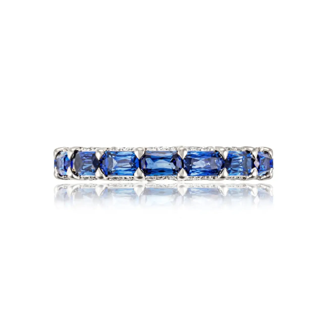 Classic Crescent RoyalT 18K White Gold Exclusive Cut Sapphire Eternity Band Ring