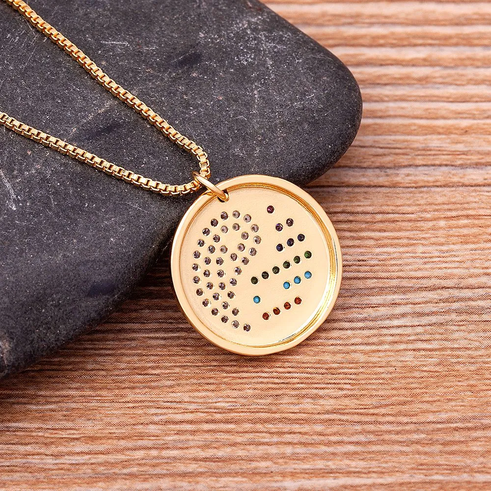 Classic Fashion Yin and Yang Gossip Taiji Gold Plated Zircon Pendant Necklaces
