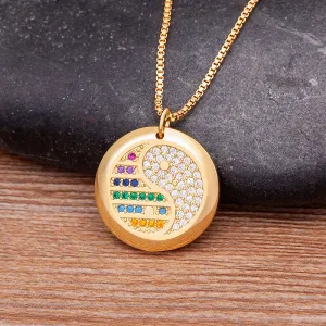 Classic Fashion Yin and Yang Gossip Taiji Gold Plated Zircon Pendant Necklaces