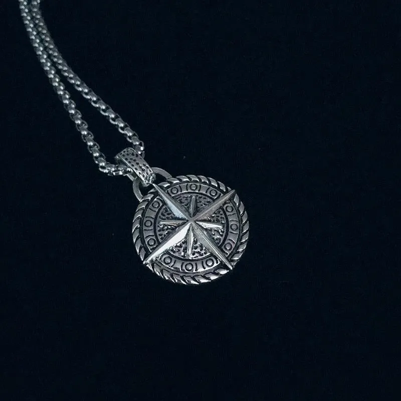 Classic Vintage Compass Men's Pendant Necklace