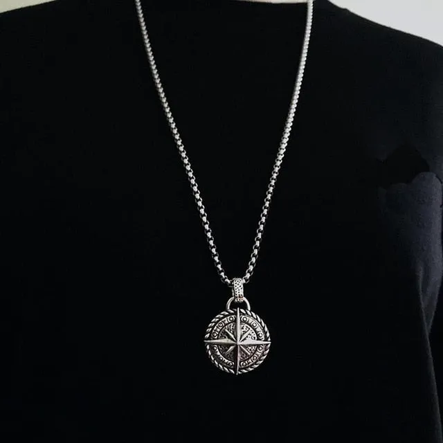 Classic Vintage Compass Men's Pendant Necklace