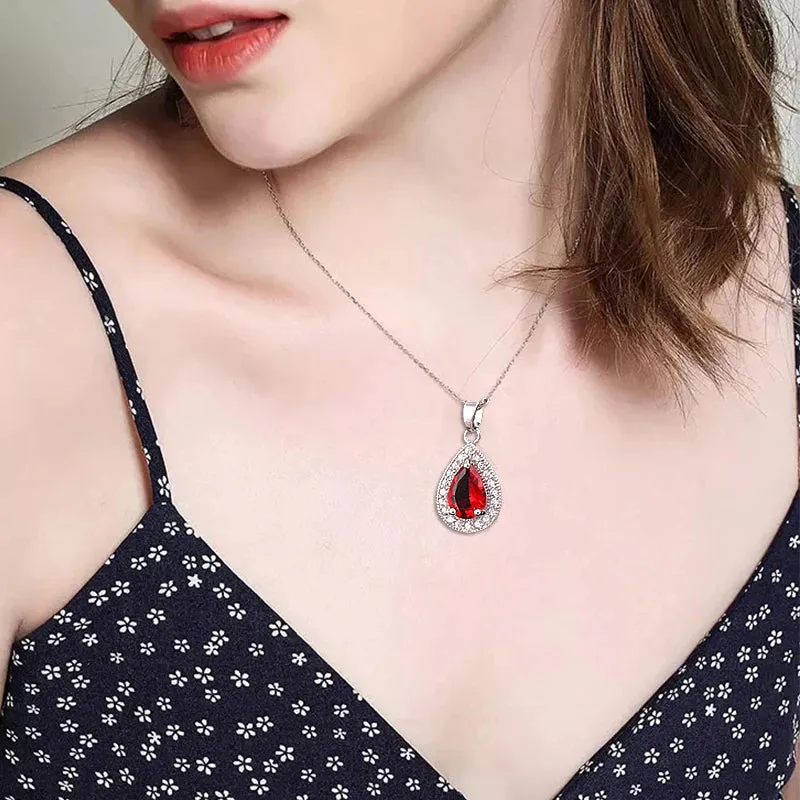 Classic Waterdrop Silver Color Stainless Steel Necklace For Women