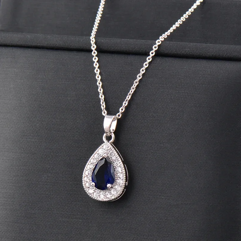 Classic Waterdrop Silver Color Stainless Steel Necklace For Women