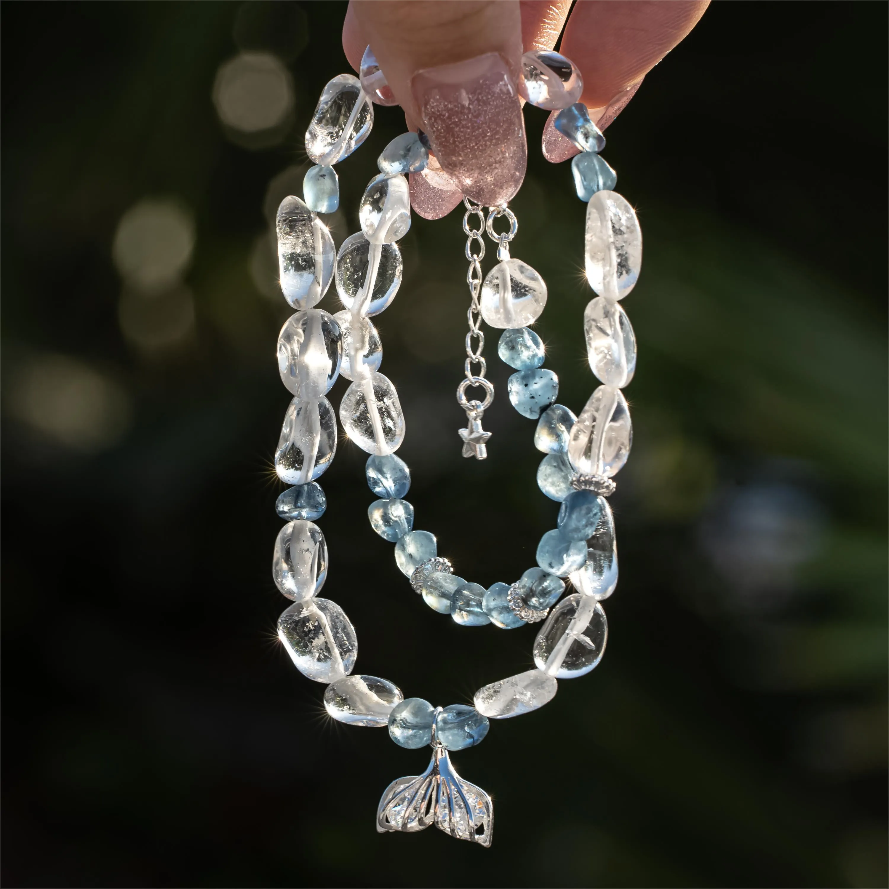 Clear Quartz Aquamarine Bracelet
