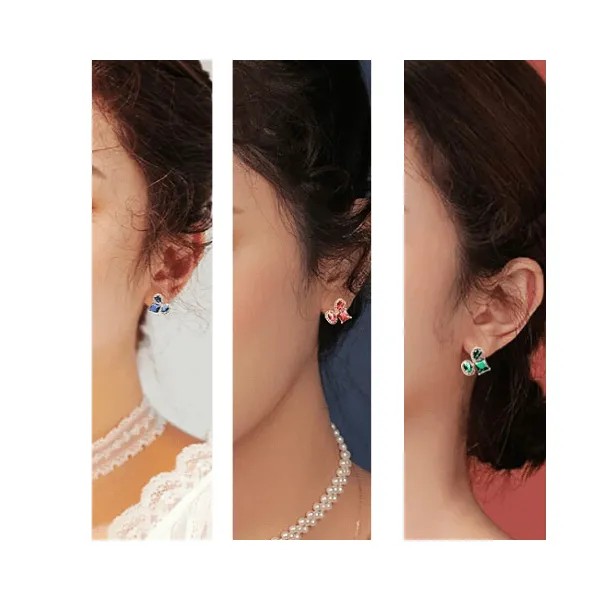 Colorful CZ Cubic Zirconia Gold Clip On Earrings