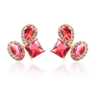 Colorful CZ Cubic Zirconia Gold Clip On Earrings