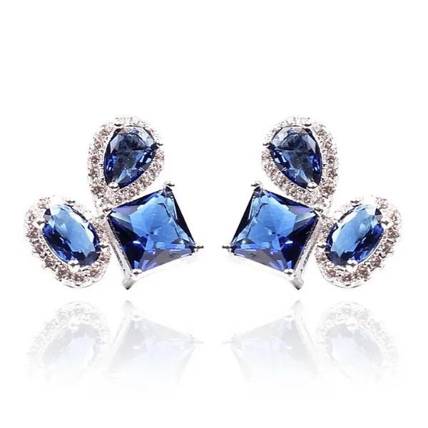Colorful CZ Cubic Zirconia Gold Clip On Earrings