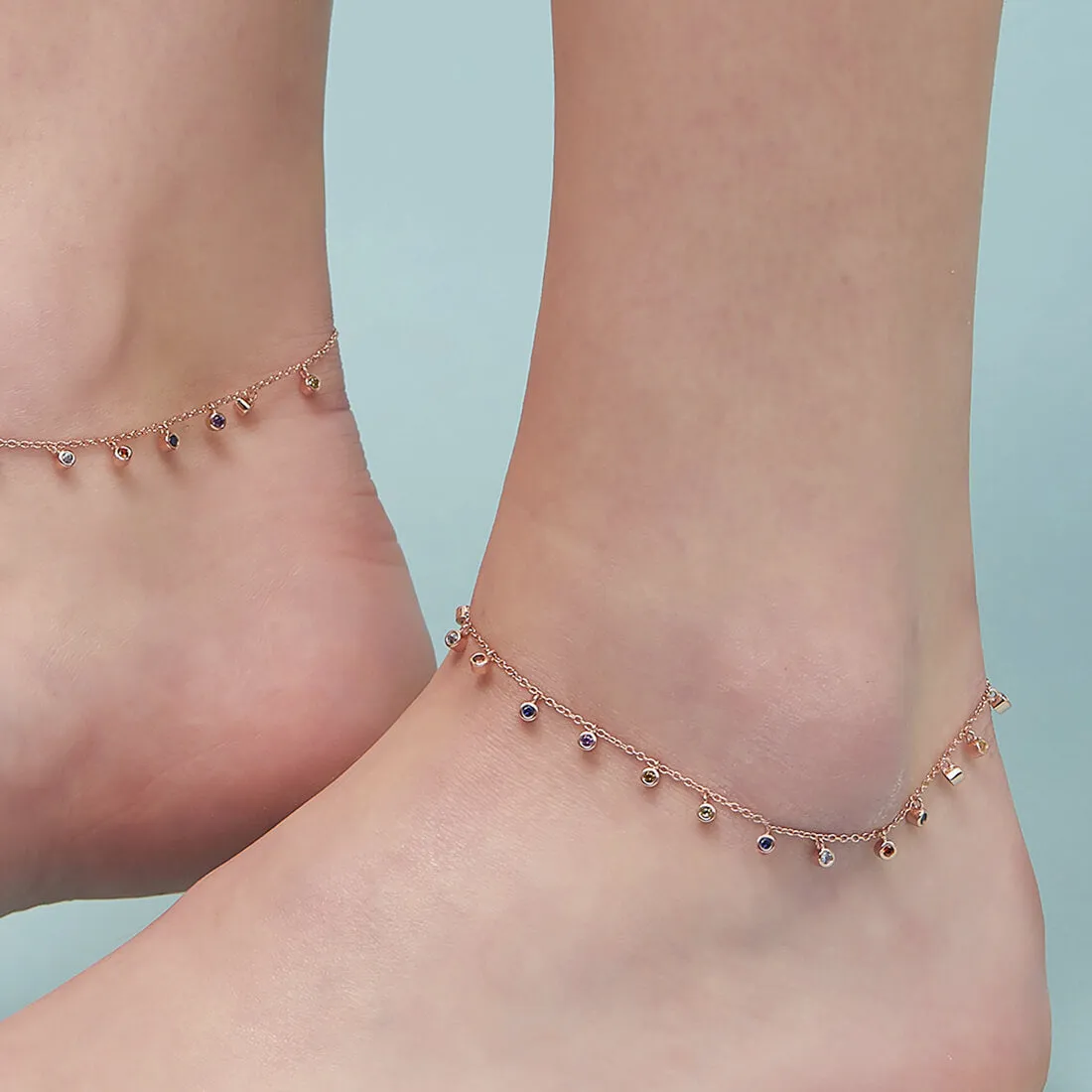 Colors of Life in Rose Gold 925 Sterling Silver Anklets