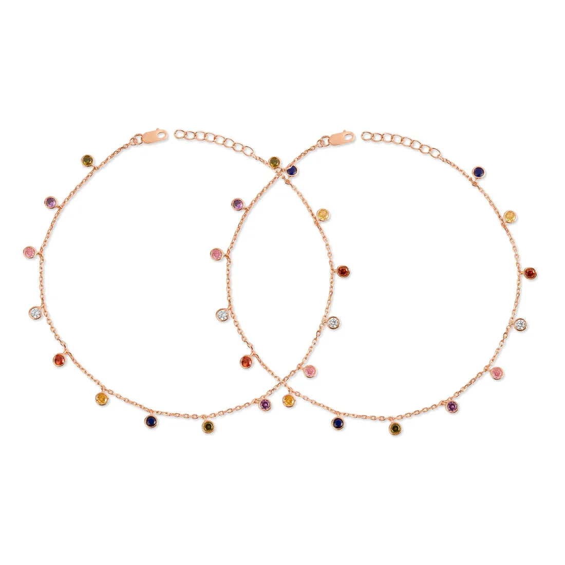 Colors of Life in Rose Gold 925 Sterling Silver Anklets