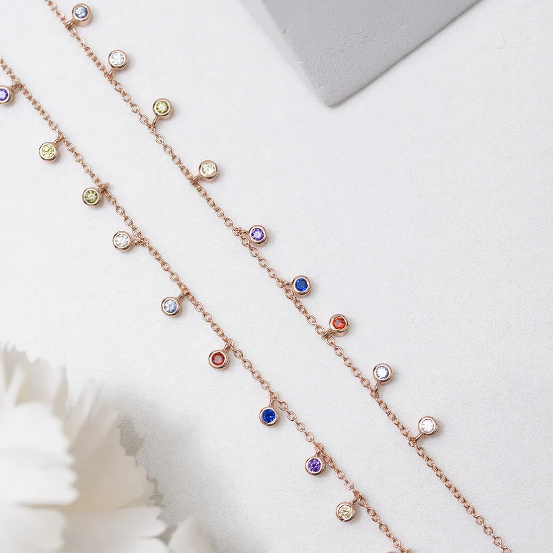 Colors of Life in Rose Gold 925 Sterling Silver Anklets