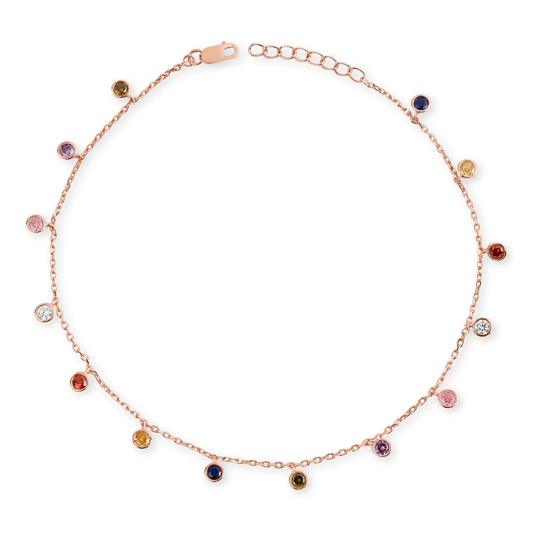 Colors of Life in Rose Gold 925 Sterling Silver Anklets