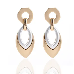 Contemporary Almond Shaped Gold Tone Hoop Earrings 【5Pack】