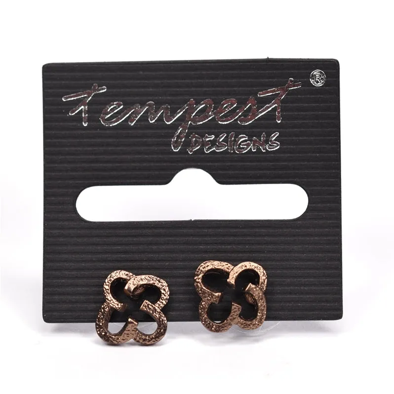 Contemporary cutout flower stud earrings