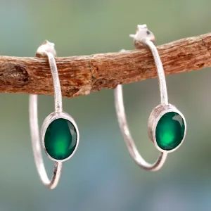Contemporary Green Modern Minimalist Green Onyx Earrings