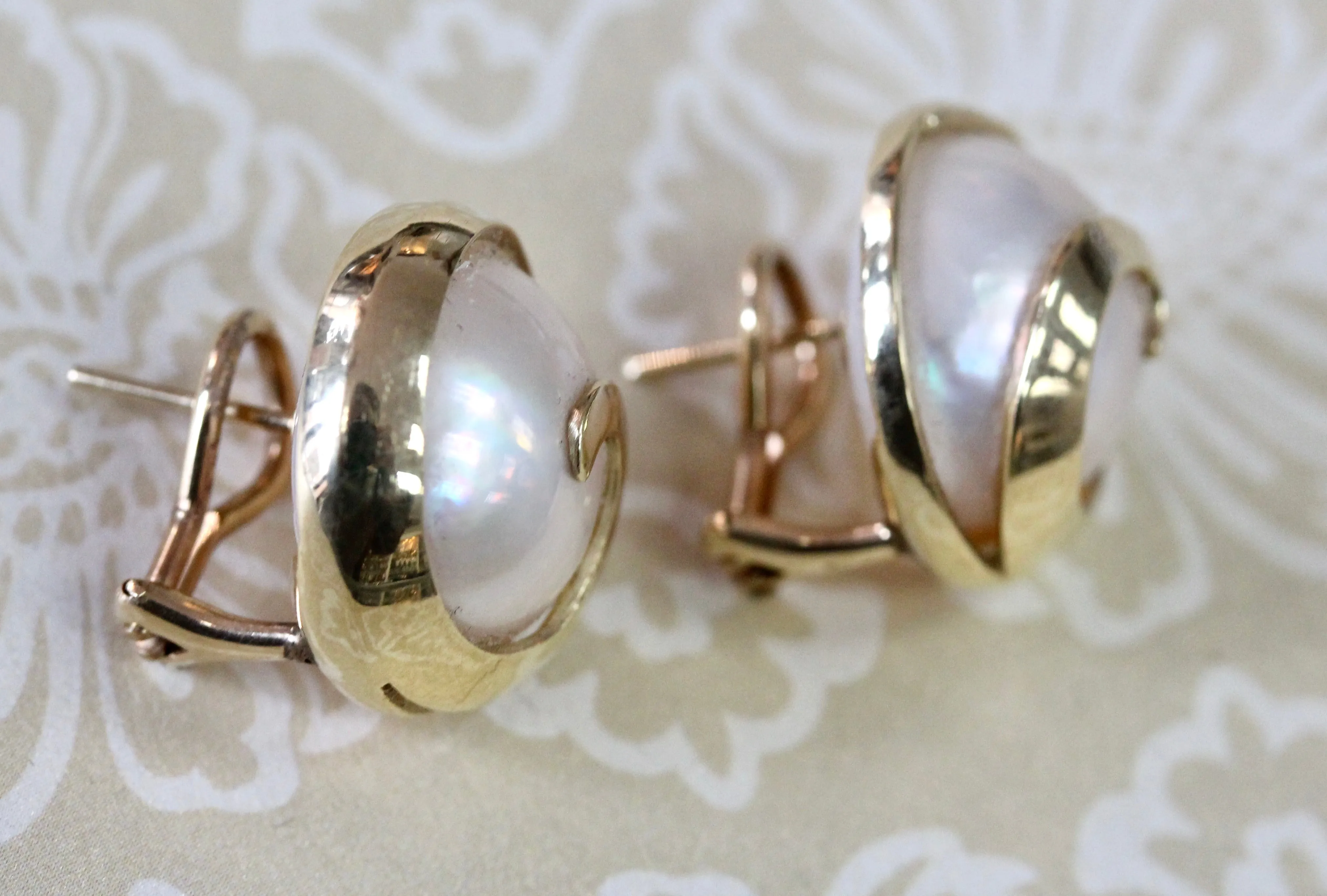 Contemporary ~ Mabe Pearl Earrings