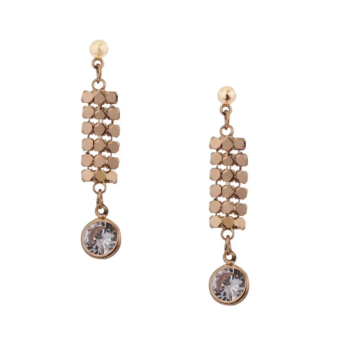 CONTEMPORARY MESH & RHINESTONE STUD DROP EARRINGS
