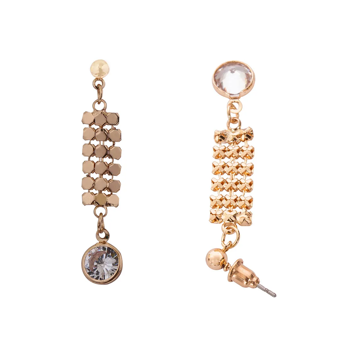 CONTEMPORARY MESH & RHINESTONE STUD DROP EARRINGS