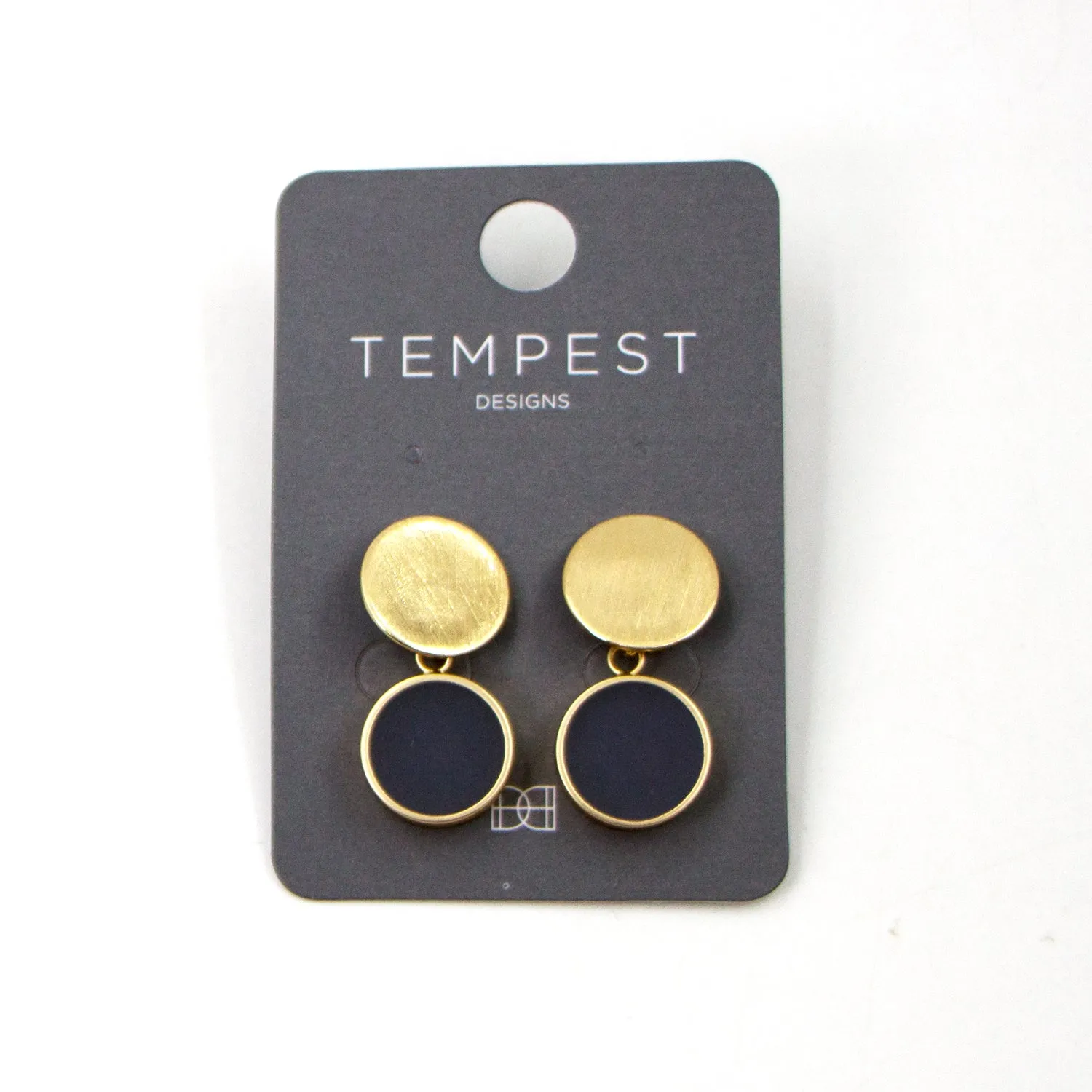 Contemporary resin circle inlay earrings with disc post