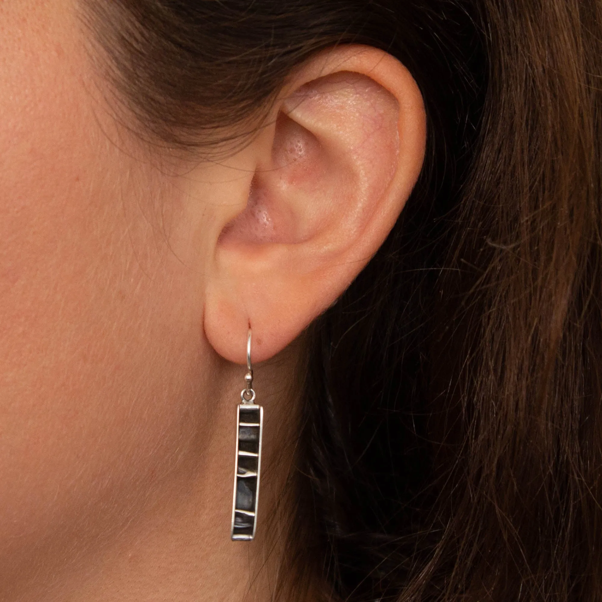 Contemporary Textured Drop Earrings