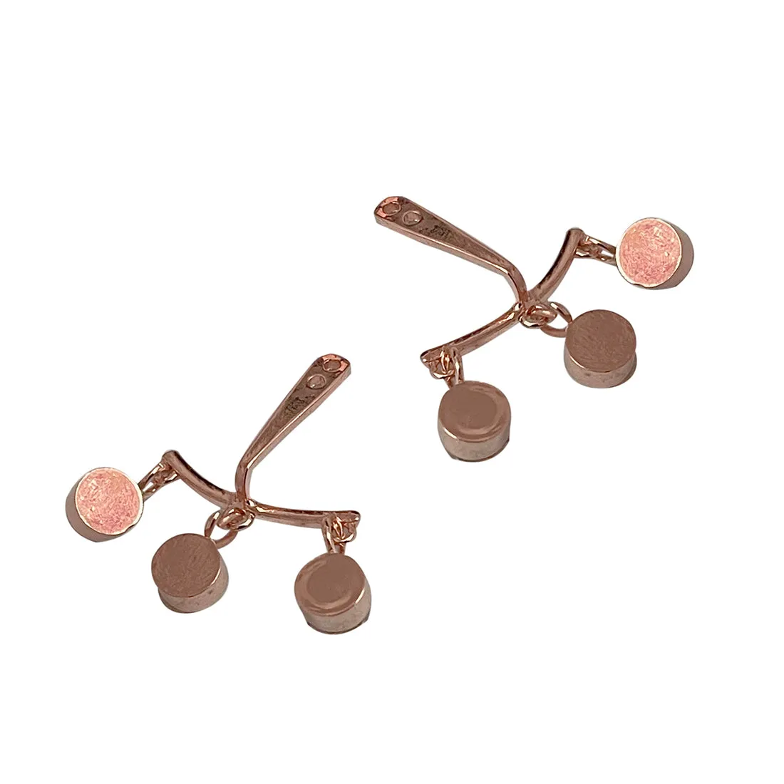 CONTEMPORARY WHITE DIAMANTE CRYSTAL STUDDED ROSE GOLD-TONED SHORT DROP EARRINGS