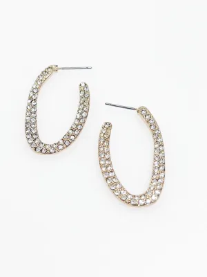 Cora - Rhinestone Oval Hoop Earrings