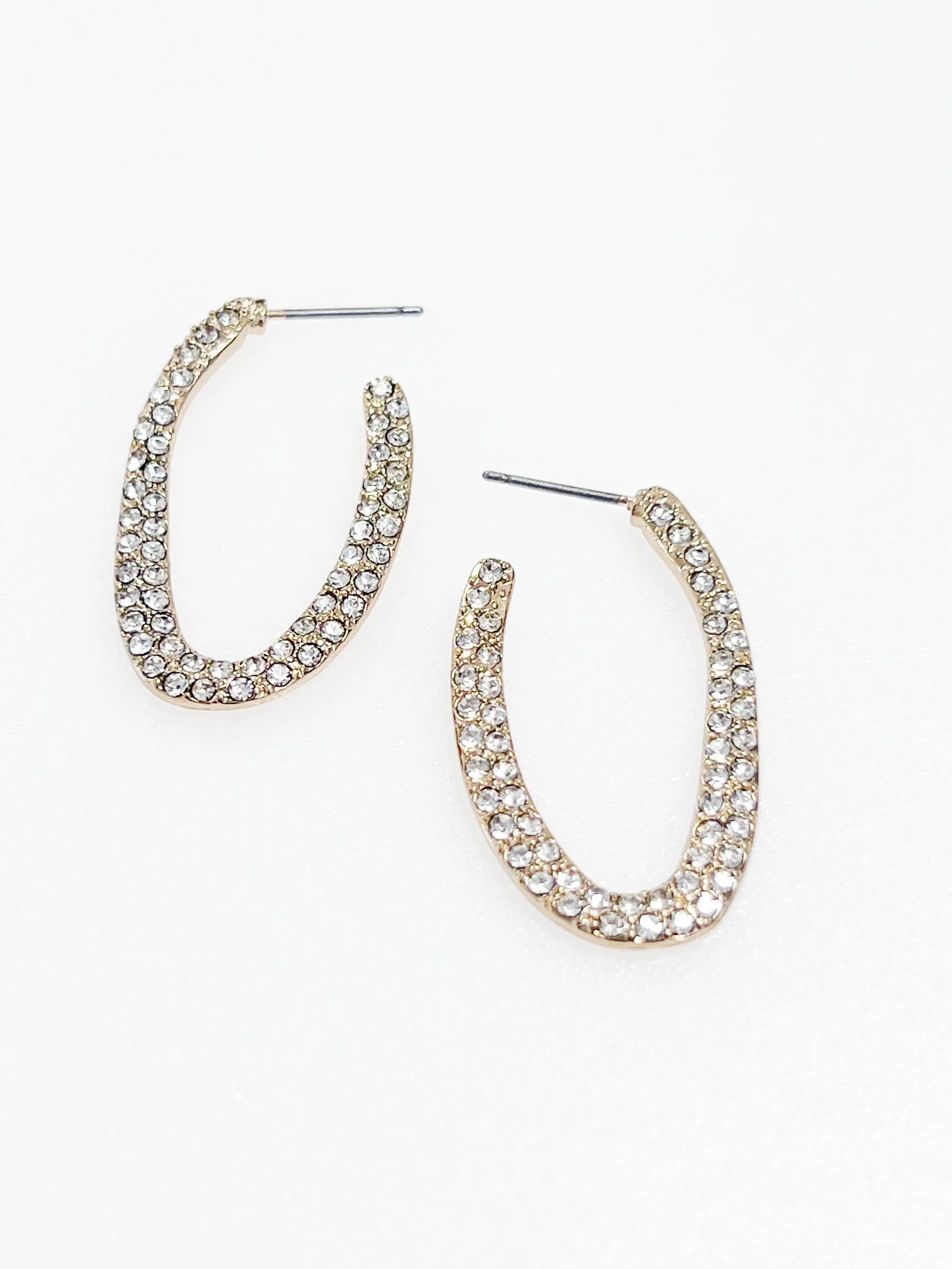 Cora - Rhinestone Oval Hoop Earrings