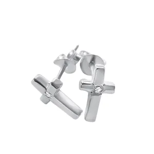 Cross Stud Earrings With Cubic Zirconia