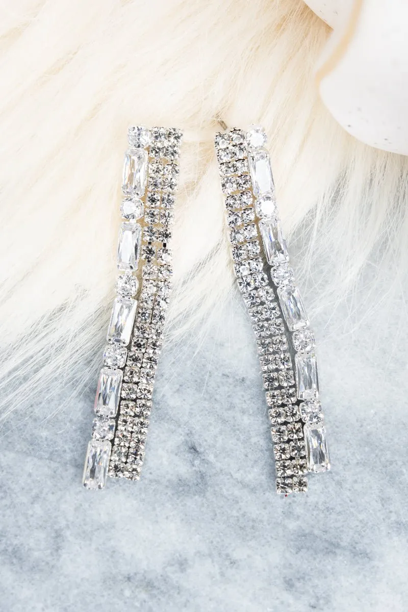 Crystal Avenue Delilah Cubic Zirconia Silvertone Earrings