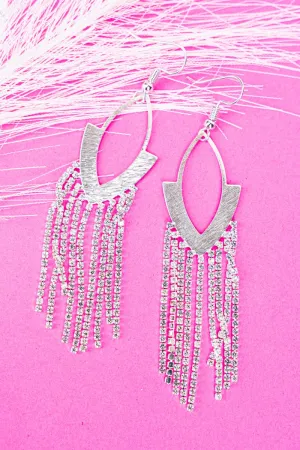 Crystal Avenue NYC Lights Silvertone Crystal Tassel Earrings