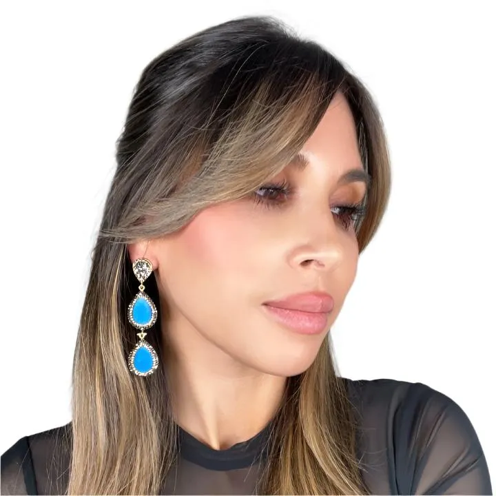 Cubic & Crystal 2 Tier Statement Earring