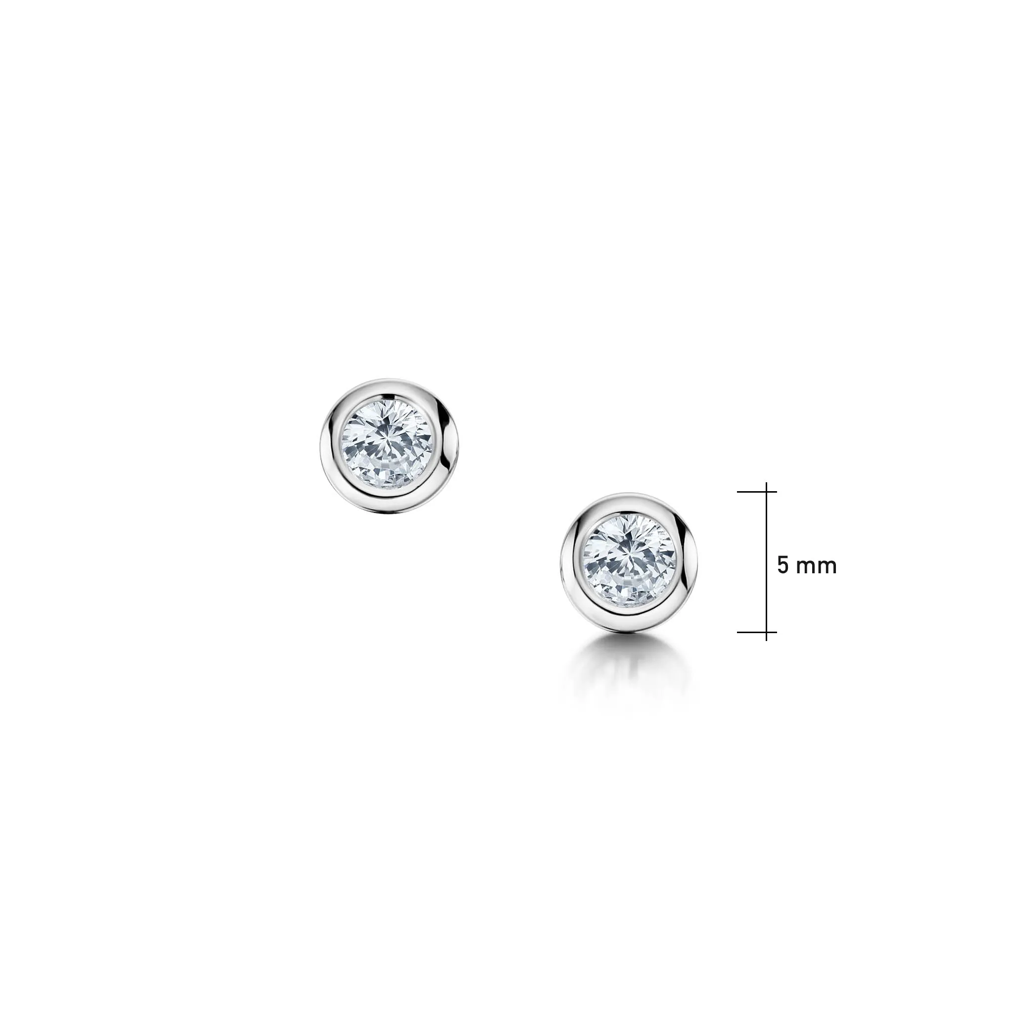 Cubic Zirconia Solitaire Stud Earrings in Sterling Silver
