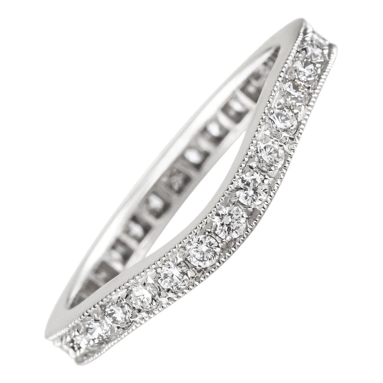 Curved Full Diamond Eternity Ring or Diamond Wedding Band in Platinum