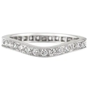 Curved Full Diamond Eternity Ring or Diamond Wedding Band in Platinum