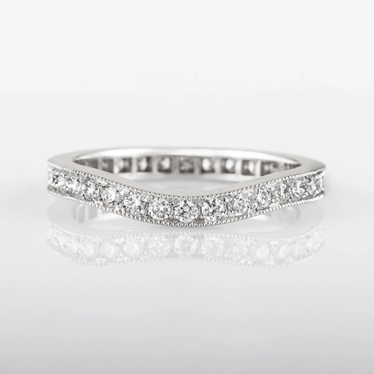 Curved Full Diamond Eternity Ring or Diamond Wedding Band in Platinum