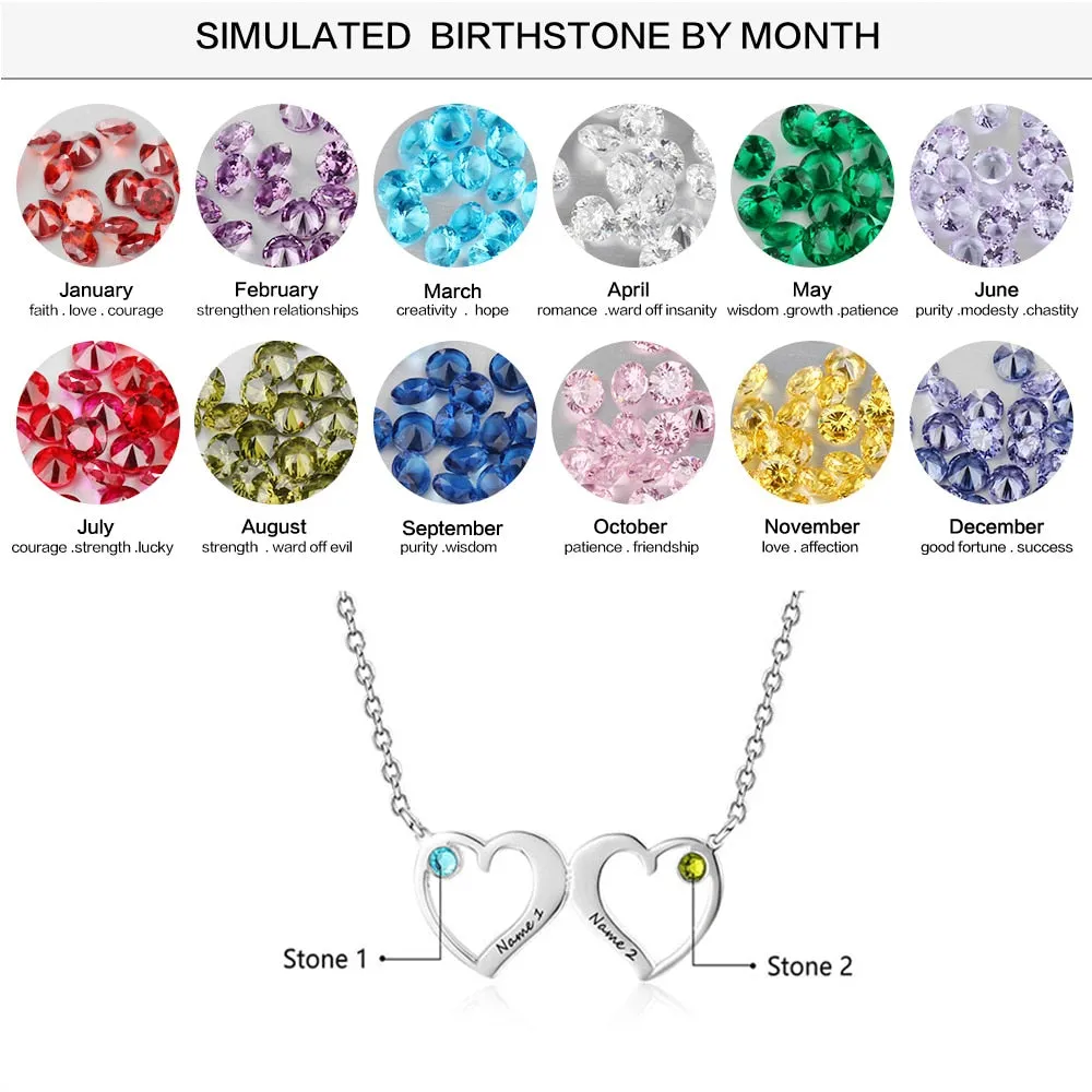 Customized Pendant Necklace With 2 Birthstones