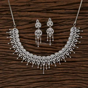 Cz Necklace With Rhodium Plating