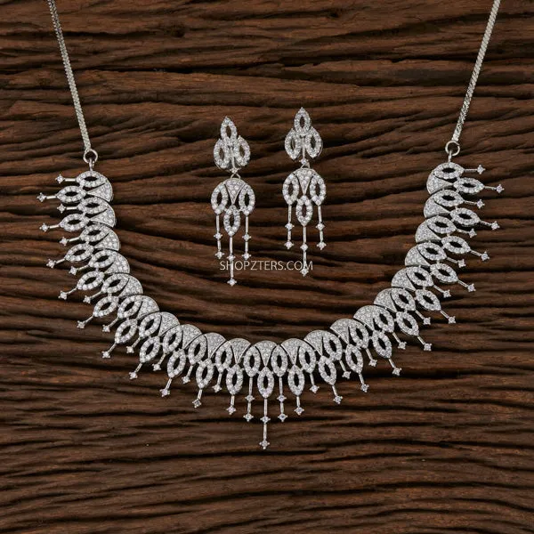 Cz Necklace With Rhodium Plating