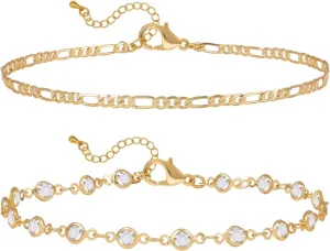 Dainty Ankle Bracelets for Women 18K Gold Plated Layered Pearl Anklet for Women Satellite Beads Dot Cuban Chain Summer Beach Foot Jewelry Gifts