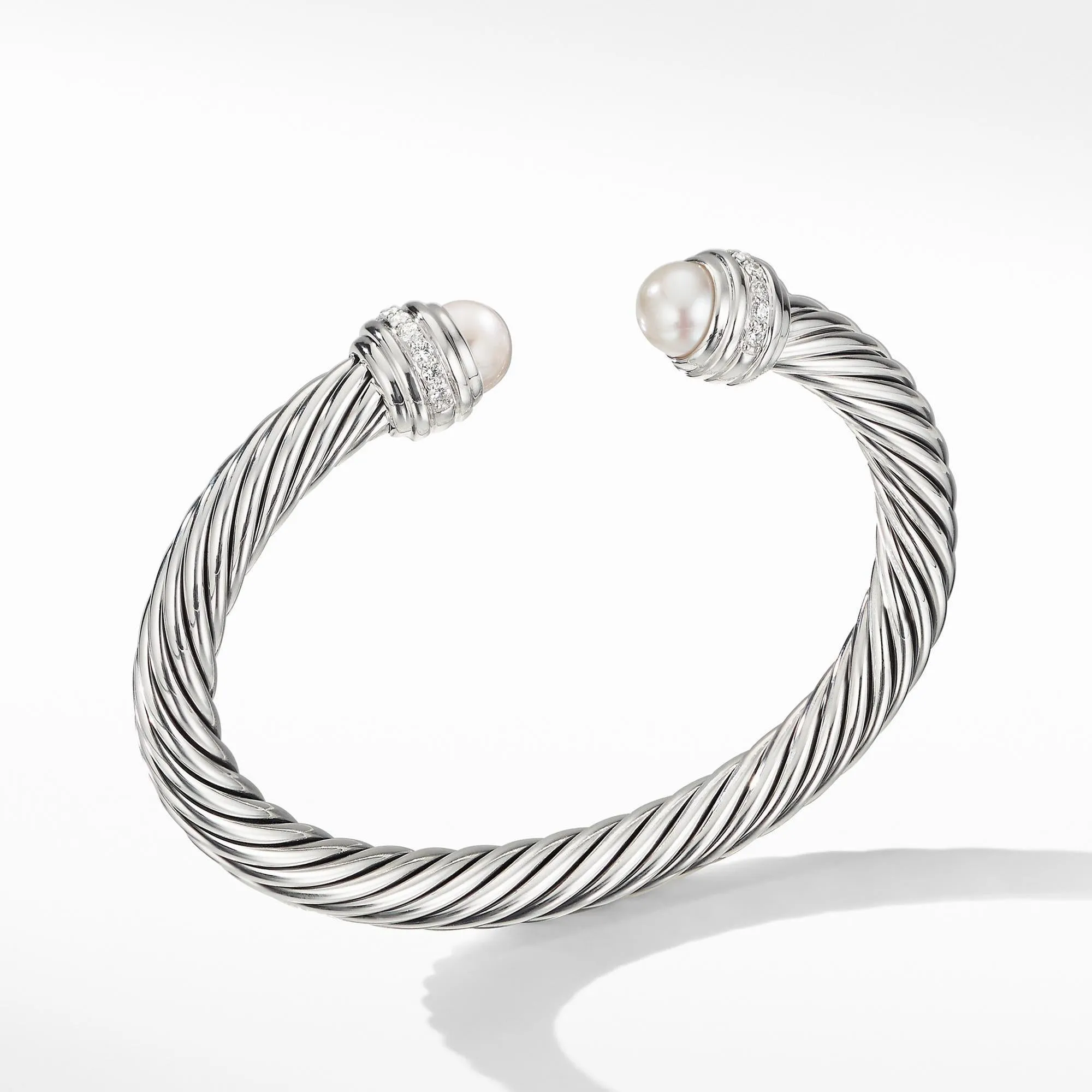 David Yurman Cable Bracelet with Pearls and Diamonds, 7mm - Medium