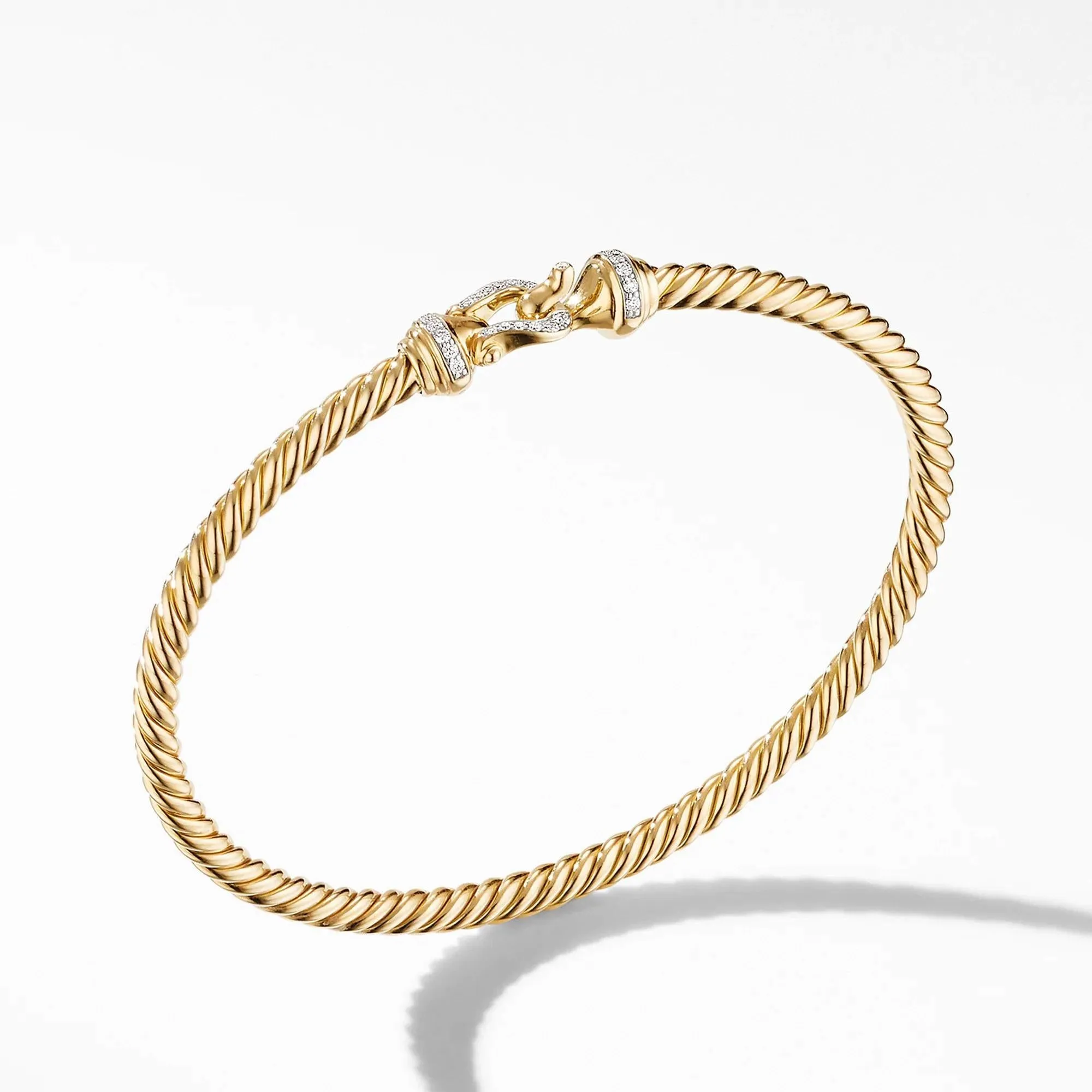 David Yurman Cable Buckle Collection Bracelet in 18K Yellow Gold with Diamonds - Medium
