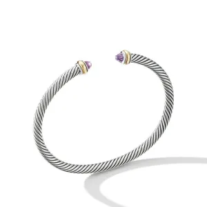 David Yurman Cable Classic Collection Bracelet with Amethyst and 18k Yellow Gold, 4mm - Medium