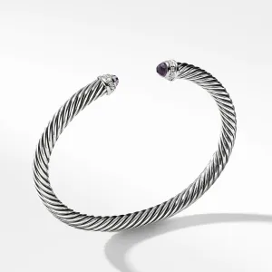 David Yurman Cable Classic Collection Bracelet with Amethyst and Diamonds, 5mm