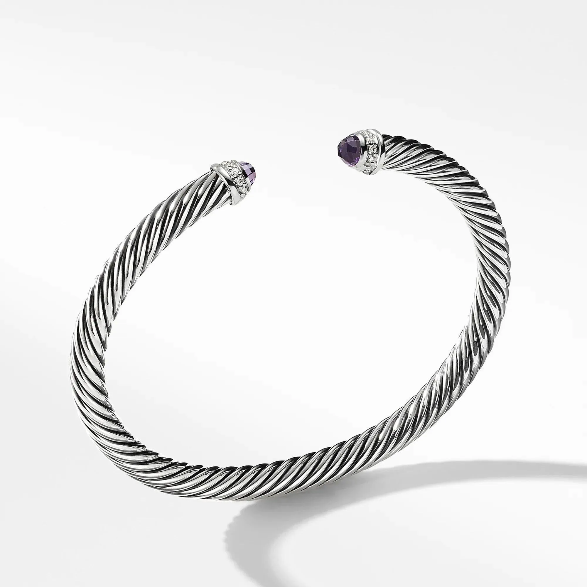 David Yurman Cable Classic Collection Bracelet with Amethyst and Diamonds, 5mm