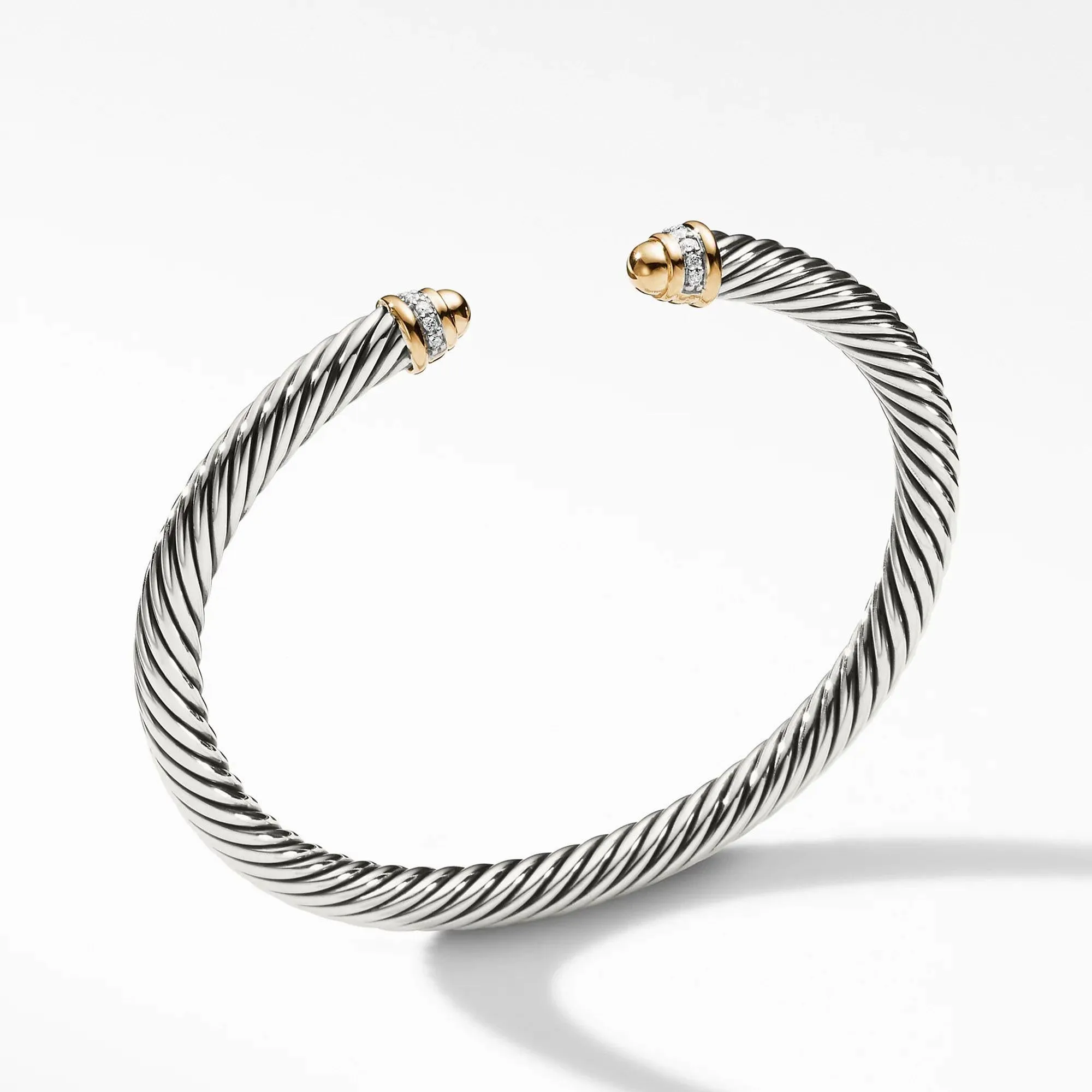 David Yurman Cable Classic Collection Bracelet with Diamonds and 18k Yellow Gold, 5mm - Medium