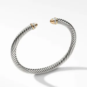 David Yurman Cable Classic Collection Bracelet with Diamonds and 18k Yellow Gold, 5mm - Medium