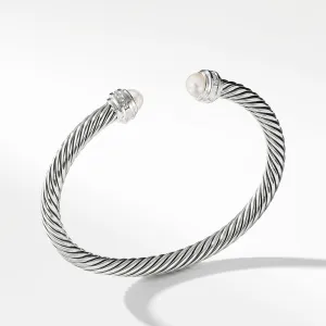 David Yurman Cable Classic Collection Bracelet with Pearls and Diamonds, 5mm