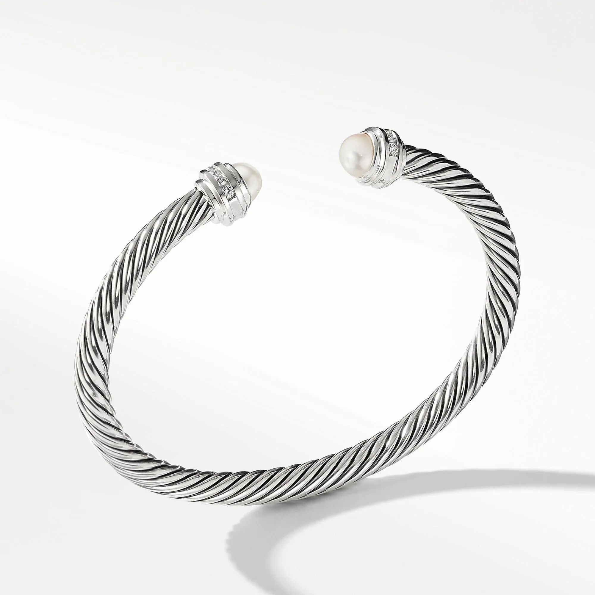 David Yurman Cable Classic Collection Bracelet with Pearls and Diamonds, 5mm