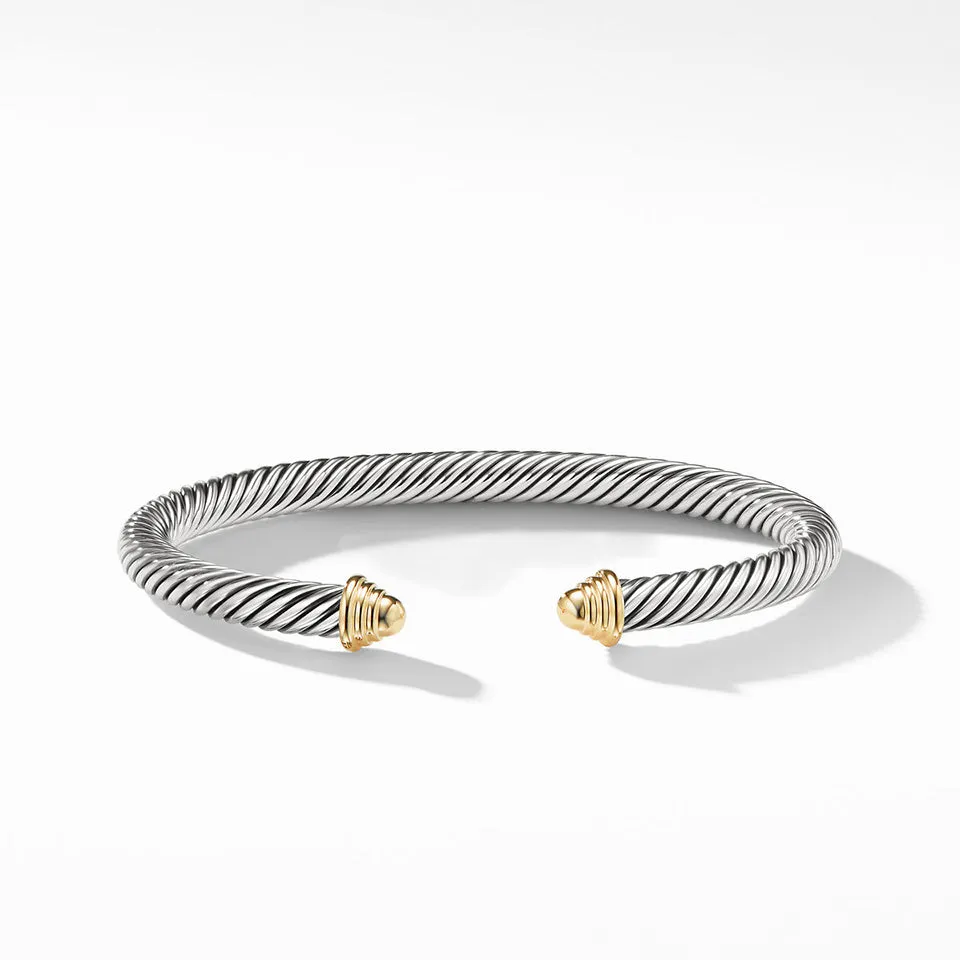 David Yurman Classic Cable Bracelet with 14K Yellow Gold Dome, 5mm